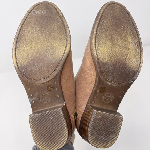 Lucky Brand Womens 6 Brown Burklee Zip Ankle Leather Booties Stacked Block Heel - Picture 12 of 13